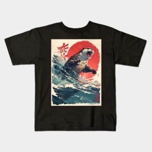 Vintage Japanese sea otter Kids T-Shirt